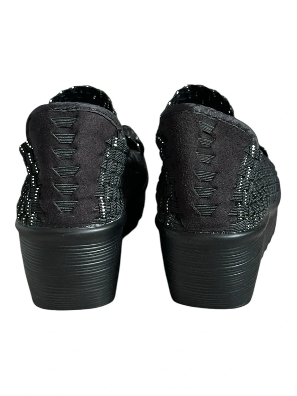 Bernie Mev Woven Platform Wedge Sandals EU 41 US 10 Black Metallic Comfort